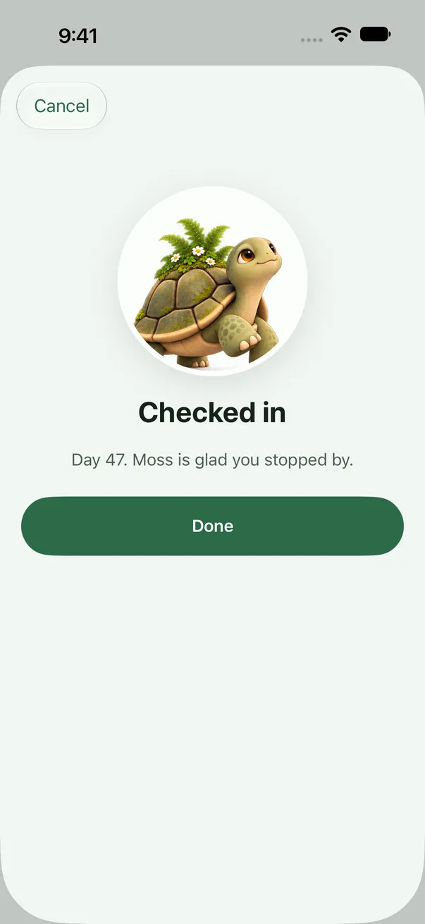 The Fernday check-in screen